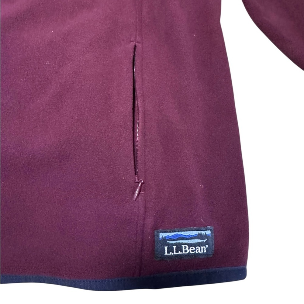 LL Bean Women’s 2X Plus Full Zip Fleece Jacket Burgundy Plum Lightweight - Picture 4 of 12